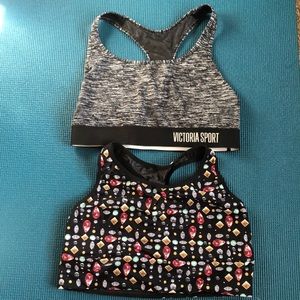 Victoria’s Secret Sports Bra Bundle Gemstone Gray Black Player Racerback Medium